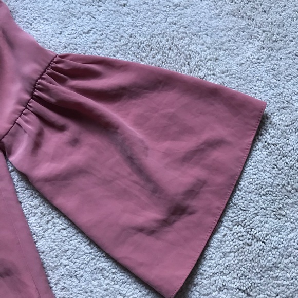 Waverly Grey Lace Up Bell Sleeve Blouse Easter Top - Picture 4 of 4